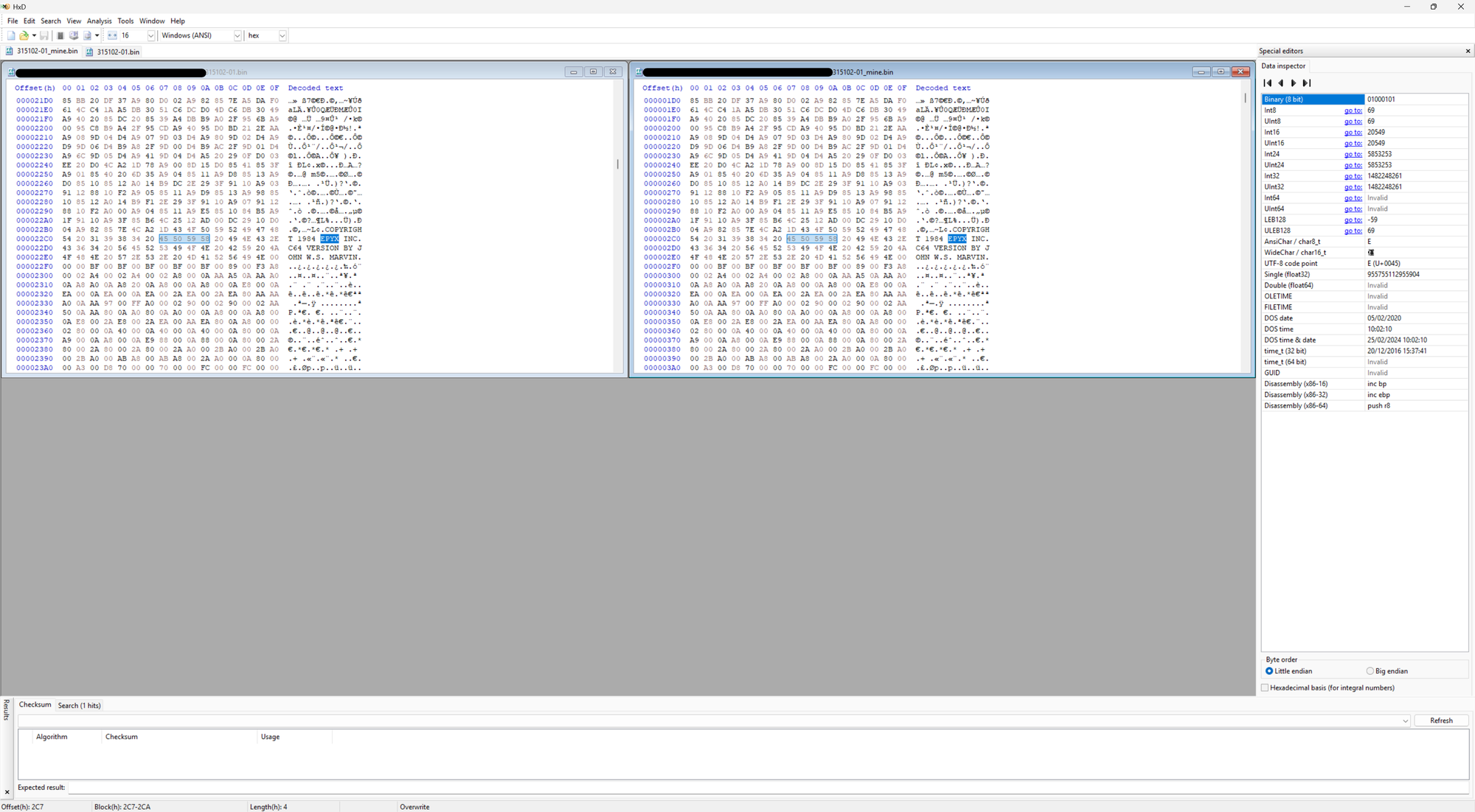 HXD Hex Editor Software Screenshot